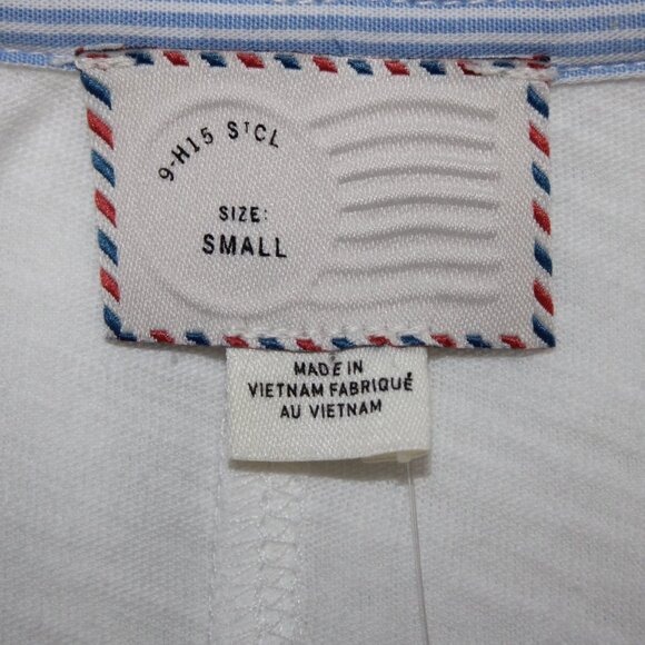 9-h15 STCL $58 Sz S Ivory White Round Neck 1/4 Button Hi Low 100% Cotton Top - Picture 9 of 14